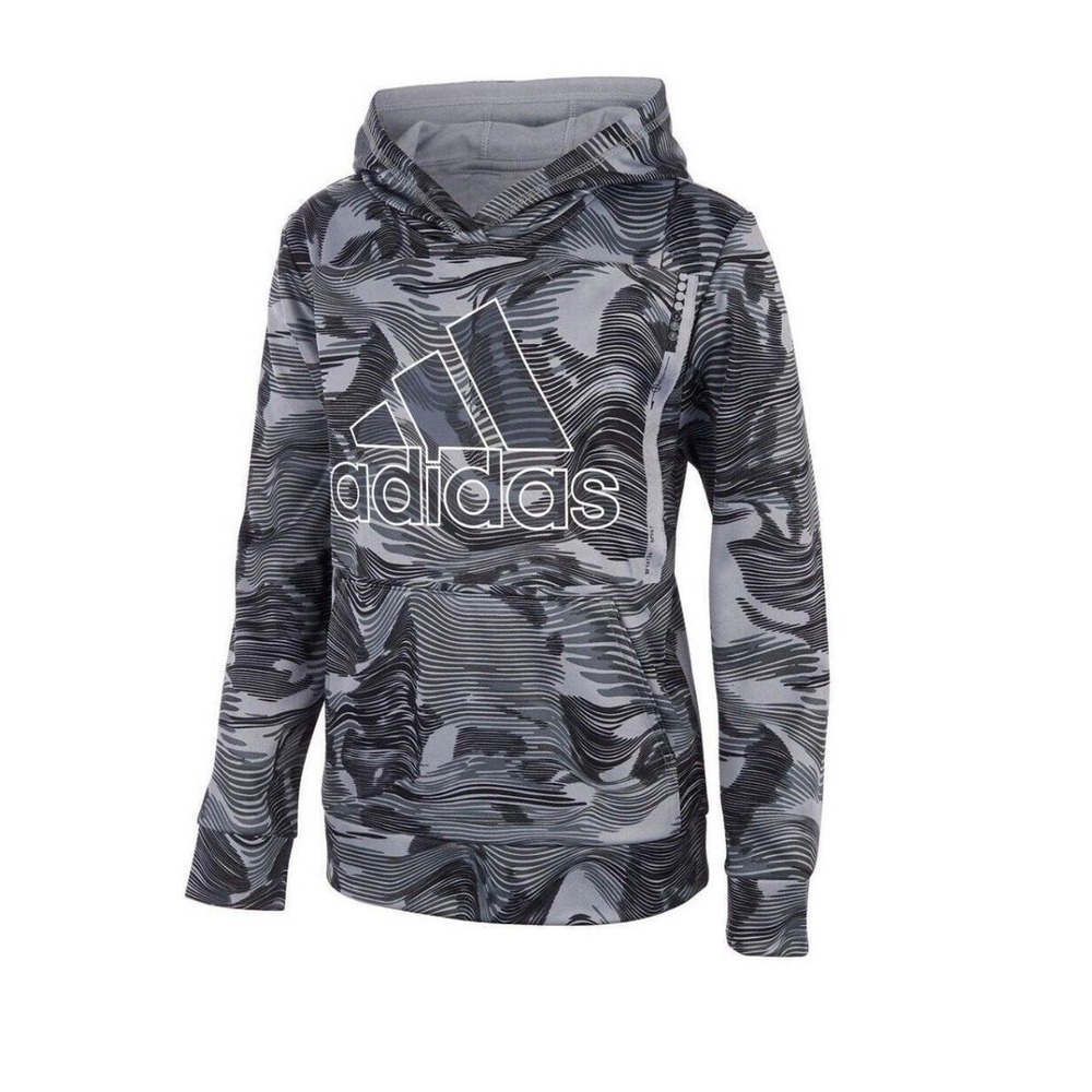 adidas Big Boys Warp Camouflage All Over Print Pullover Hoodie size Medium 10/12